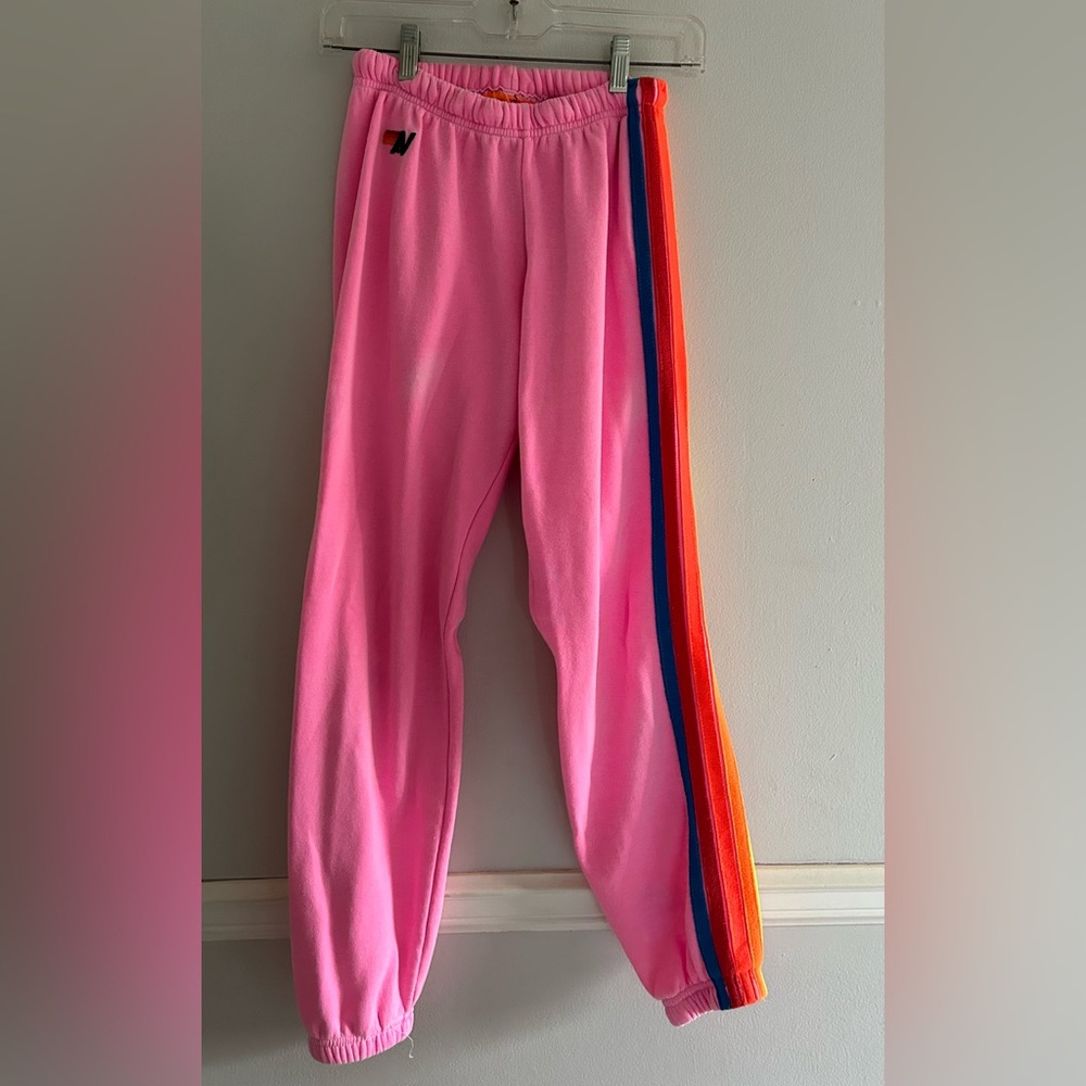 Pink Aviator Nation Neon Stripe Sweatpants